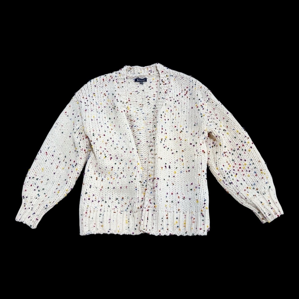 SISTERS Anthropologie Speckled Sweater Plush Cardigan Cream Womens‎ Small